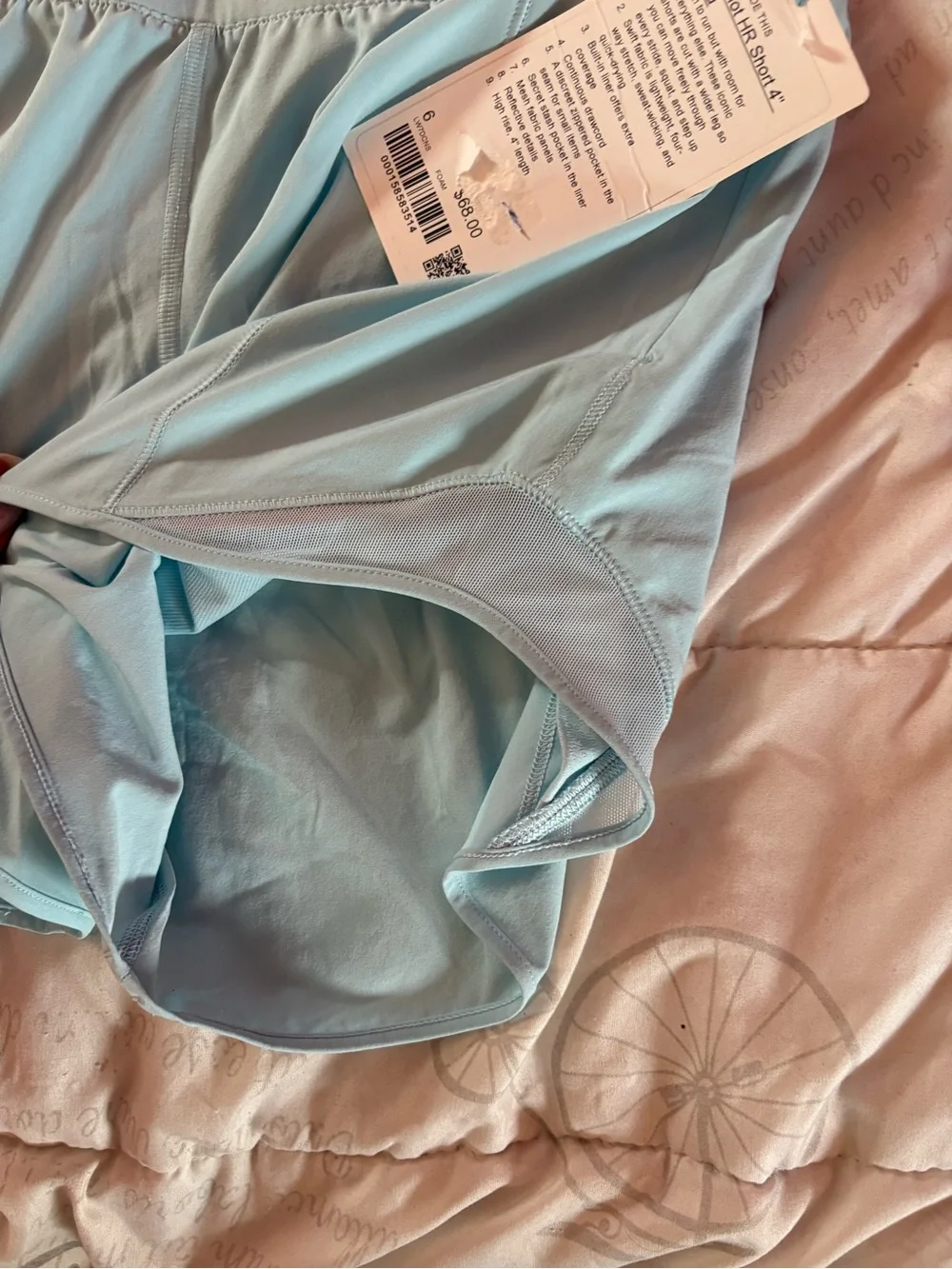 Women’s High-Waist Performance Shorts in Light Aqua brand new